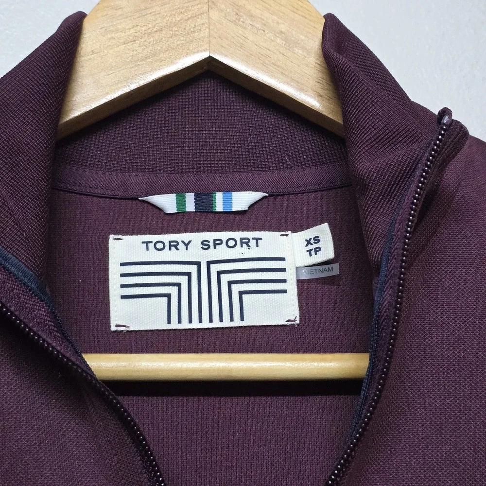 Tory Sport Maroon Tonal Ruffle‎ Track Jacket And Pants Sz XS Tory Burch Casual